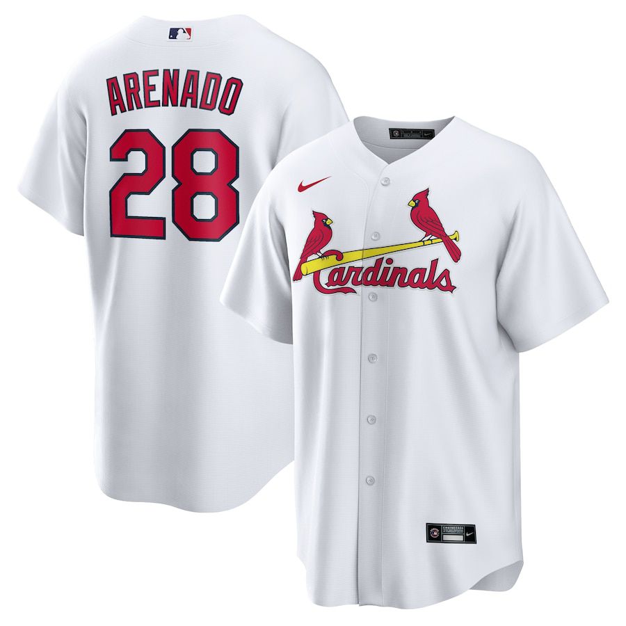 Mens St. Louis Cardinals 28 Nolan Arenado Nike White Home Official Replica Player MLB Jerseys